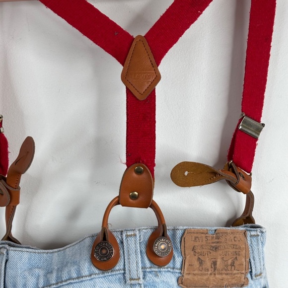 Vintage 80s Little Levis Suspender Jeans 5 Orange Tab Light Wash Retro Wedding - Picture 7 of 12